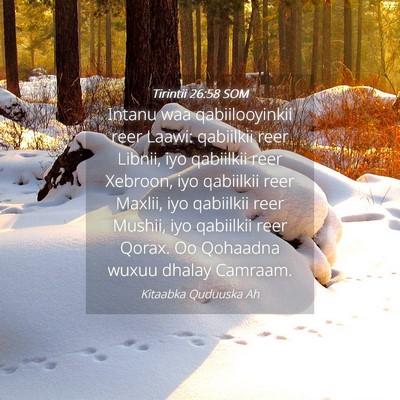 Picture 04 - Tirintii 26:58 SOM - Intanu waa qabiilooyinkii reer Laawi: qabiilkii - Bible Verse Picture