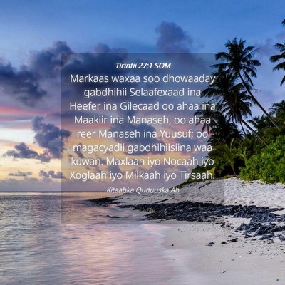 Picture 04 - Tirintii 27:1 SOM - Markaas waxaa soo dhowaaday gabdhihii Selaafexaad - Bible Verse Picture