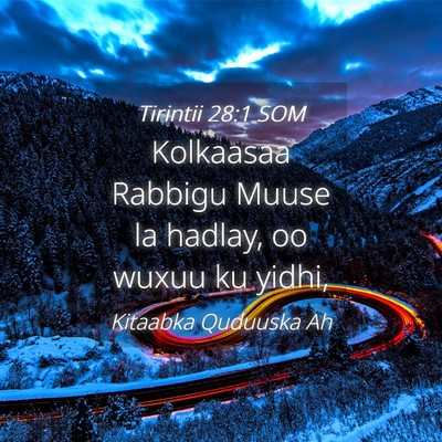 Picture 04 - Tirintii 28:1 SOM - Kolkaasaa Rabbigu Muuse la hadlay, oo wuxuu ku - Bible Verse Picture