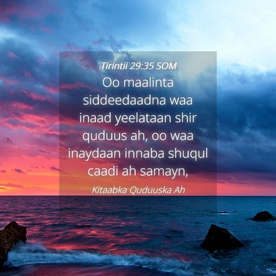Picture 04 - Tirintii 29:35 SOM - Oo maalinta siddeedaadna waa inaad yeelataan shir - Bible Verse Picture