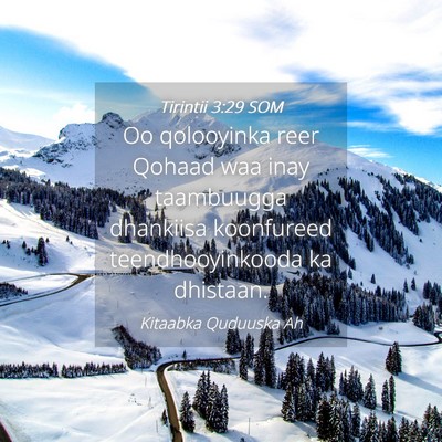 Picture 04 - Tirintii 3:29 SOM - Oo qolooyinka reer Qohaad waa inay taambuugga - Bible Verse Picture