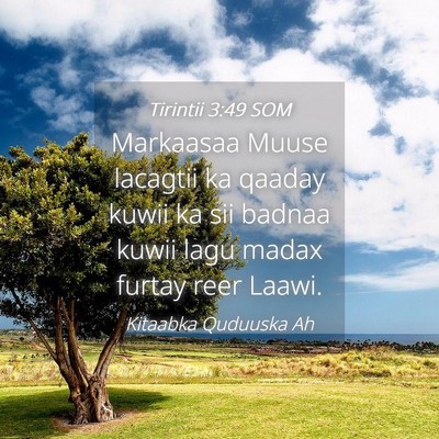 Picture 04 - Tirintii 3:49 SOM - Markaasaa Muuse lacagtii ka qaaday kuwii ka sii - Bible Verse Picture