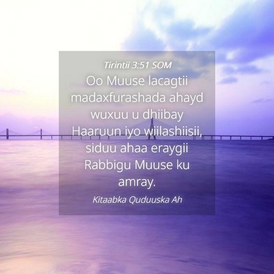 Picture 04 - Tirintii 3:51 SOM - Oo Muuse lacagtii madaxfurashada ahayd wuxuu u - Bible Verse Picture