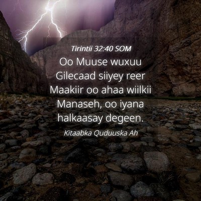 Picture 04 - Tirintii 32:40 SOM - Oo Muuse wuxuu Gilecaad siiyey reer Maakiir oo - Bible Verse Picture