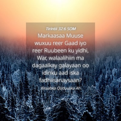 Picture 04 - Tirintii 32:6 SOM - Markaasaa Muuse wuxuu reer Gaad iyo reer Ruubeen - Bible Verse Picture