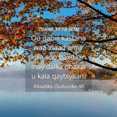Picture 04 - Tirintii 34:18 SOM - Oo qabiil kastana waa inaad amiir kala soo - Bible Verse Picture