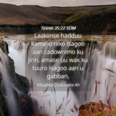 Picture 04 - Tirintii 35:22 SOM - Laakiinse hadduu kama' u riixo isagoo aan - Bible Verse Picture