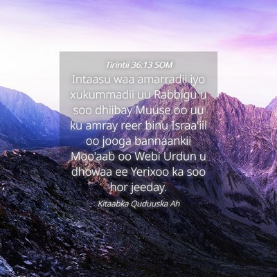 Picture 04 - Tirintii 36:13 SOM - Intaasu waa amarradii iyo xukummadii uu Rabbigu u - Bible Verse Picture