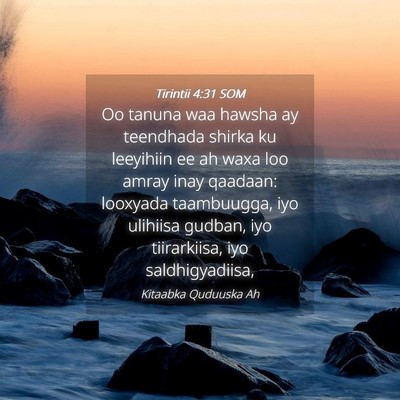 Picture 04 - Tirintii 4:31 SOM - Oo tanuna waa hawsha ay teendhada shirka ku - Bible Verse Picture