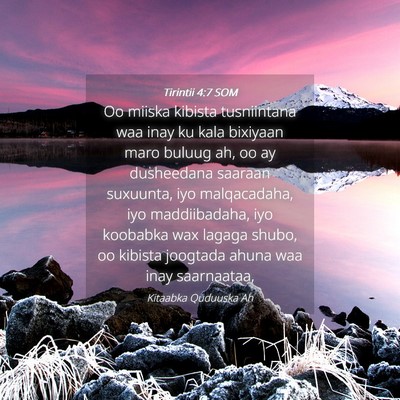 Picture 04 - Tirintii 4:7 SOM - Oo miiska kibista tusniintana waa inay ku kala - Bible Verse Picture
