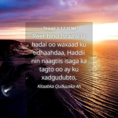 Picture 04 - Tirintii 5:12 SOM - Reer binu Israa'iil la hadal oo waxaad ku - Bible Verse Picture