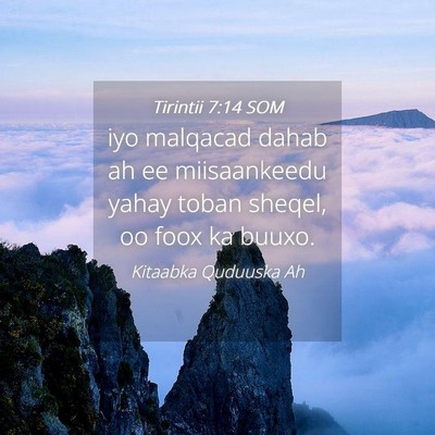 Picture 04 - Tirintii 7:14 SOM - iyo malqacad dahab ah ee miisaankeedu yahay toban - Bible Verse Picture