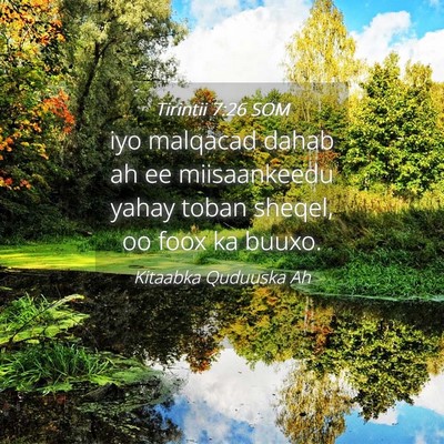 Picture 04 - Tirintii 7:26 SOM - iyo malqacad dahab ah ee miisaankeedu yahay toban - Bible Verse Picture