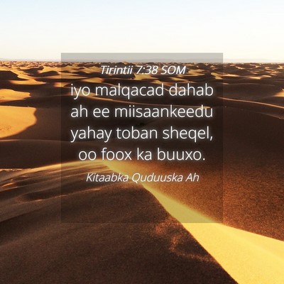 Picture 04 - Tirintii 7:38 SOM - iyo malqacad dahab ah ee miisaankeedu yahay toban - Bible Verse Picture