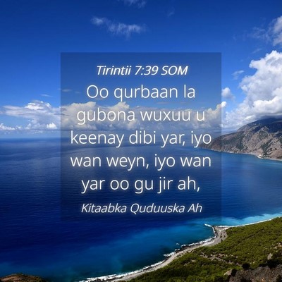 Picture 04 - Tirintii 7:39 SOM - Oo qurbaan la gubona wuxuu u keenay dibi yar, iyo - Bible Verse Picture