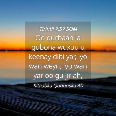 Picture 04 - Tirintii 7:57 SOM - Oo qurbaan la gubona wuxuu u keenay dibi yar, iyo - Bible Verse Picture