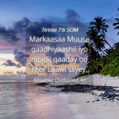 Picture 04 - Tirintii 7:6 SOM - Markaasaa Muuse gaadhiyaashii iyo dibidii qaaday - Bible Verse Picture