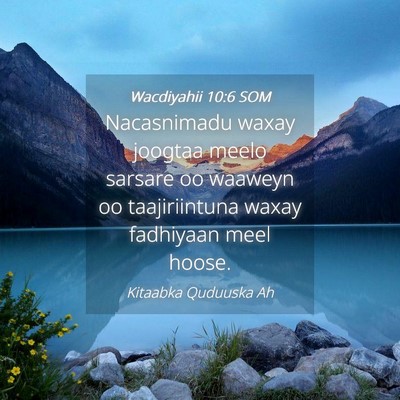 Picture 04 - Wacdiyahii 10:6 SOM - Nacasnimadu waxay joogtaa meelo sarsare oo - Bible Verse Picture