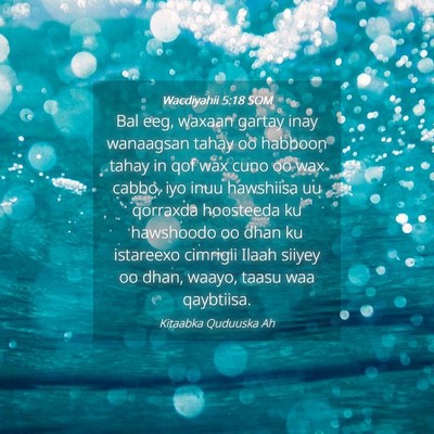 Picture 04 - Wacdiyahii 5:18 SOM - Bal eeg, waxaan gartay inay wanaagsan tahay oo - Bible Verse Picture