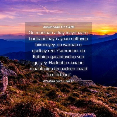 Picture 04 - Xaakinnada 12:3 SOM - Oo markaan arkay inaydnaan i badbaadinayn ayaan - Bible Verse Picture