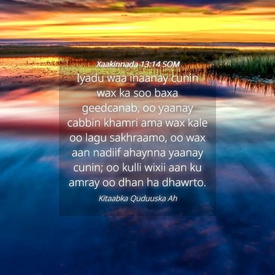 Picture 04 - Xaakinnada 13:14 SOM - Iyadu waa inaanay cunin wax ka soo baxa - Bible Verse Picture