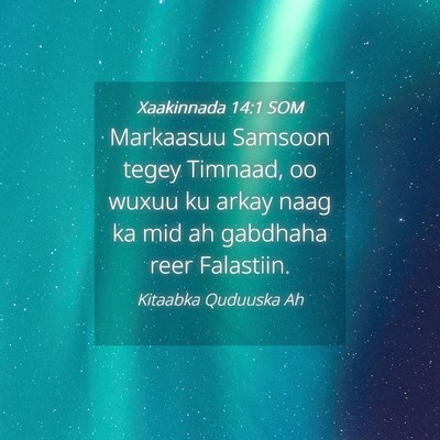 Picture 04 - Xaakinnada 14:1 SOM - Markaasuu Samsoon tegey Timnaad, oo wuxuu ku - Bible Verse Picture