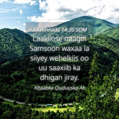 Picture 04 - Xaakinnada 14:20 SOM - Laakiinse naagtii Samsoon waxaa la siiyey - Bible Verse Picture