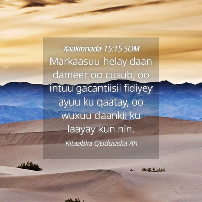 Picture 04 - Xaakinnada 15:15 SOM - Markaasuu helay daan dameer oo cusub, oo intuu - Bible Verse Picture
