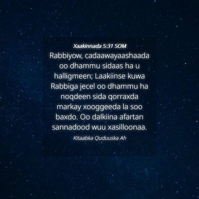 Picture 04 - Xaakinnada 5:31 SOM - Rabbiyow, cadaawayaashaada oo dhammu sidaas ha u - Bible Verse Picture
