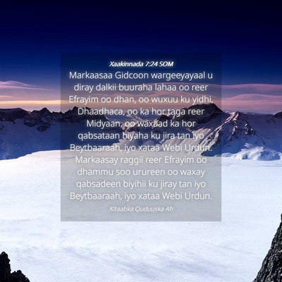 Picture 04 - Xaakinnada 7:24 SOM - Markaasaa Gidcoon wargeeyayaal u diray dalkii - Bible Verse Picture