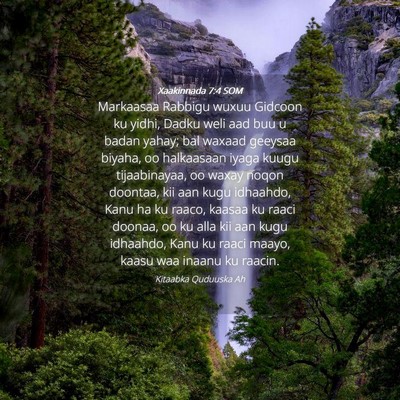 Picture 04 - Xaakinnada 7:4 SOM - Markaasaa Rabbigu wuxuu Gidcoon ku yidhi, Dadku - Bible Verse Picture