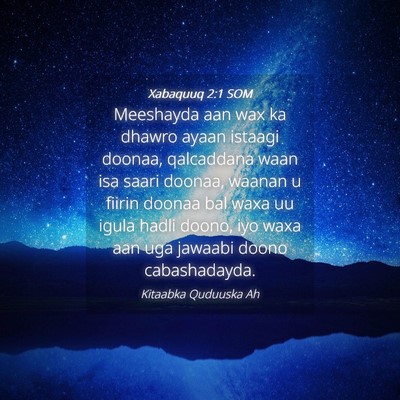 Picture 04 - Xabaquuq 2:1 SOM - Meeshayda aan wax ka dhawro ayaan istaagi doonaa, - Bible Verse Picture