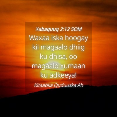 Picture 04 - Xabaquuq 2:12 SOM - Waxaa iska hoogay kii magaalo dhiig ku dhisa, oo - Bible Verse Picture