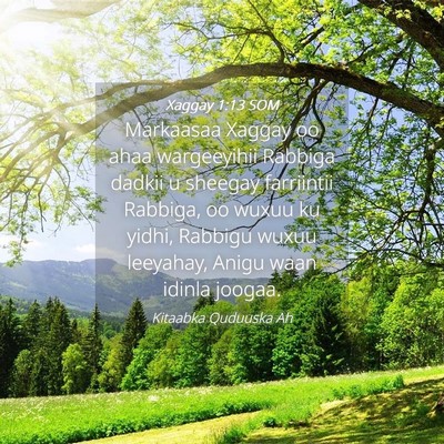 Picture 04 - Xaggay 1:13 SOM - Markaasaa Xaggay oo ahaa wargeeyihii Rabbiga - Bible Verse Picture