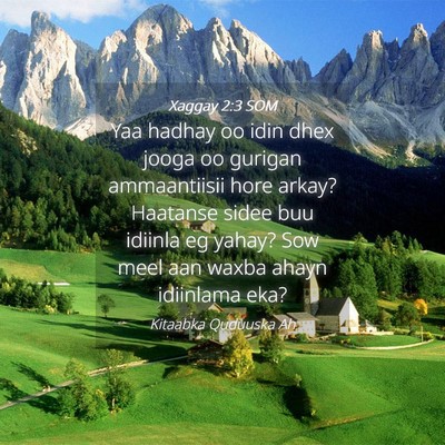 Picture 04 - Xaggay 2:3 SOM - Yaa hadhay oo idin dhex jooga oo gurigan - Bible Verse Picture