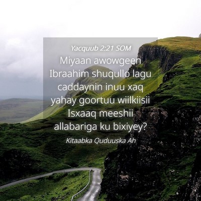 Picture 04 - Yacquub 2:21 SOM - Miyaan awowgeen Ibraahim shuqullo lagu caddaynin - Bible Verse Picture