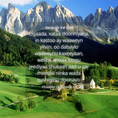 Picture 04 - Yacquub 3:4 SOM - Ogaada, xataa doonniyaha, in kastoo ay waaweyn - Bible Verse Picture