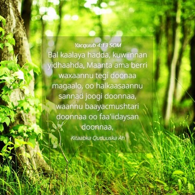 Picture 04 - Yacquub 4:13 SOM - Bal kaalaya hadda, kuwiinnan yidhaahda, Maanta - Bible Verse Picture