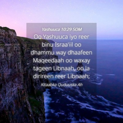 Picture 04 - Yashuuca 10:29 SOM - Oo Yashuuca iyo reer binu Israa'iil oo dhammu way - Bible Verse Picture