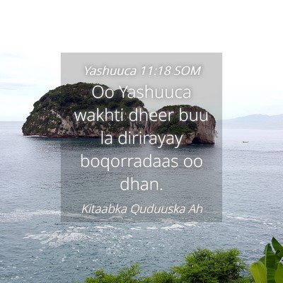 Picture 04 - Yashuuca 11:18 SOM - Oo Yashuuca wakhti dheer buu la dirirayay - Bible Verse Picture