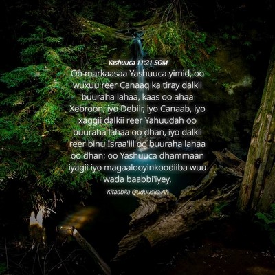 Picture 04 - Yashuuca 11:21 SOM - Oo markaasaa Yashuuca yimid, oo wuxuu reer Canaaq - Bible Verse Picture