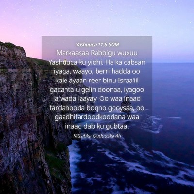 Picture 04 - Yashuuca 11:6 SOM - Markaasaa Rabbigu wuxuu Yashuuca ku yidhi, Ha ka - Bible Verse Picture