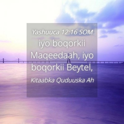 Picture 04 - Yashuuca 12:16 SOM - iyo boqorkii Maqeedaah, iyo boqorkii - Bible Verse Picture