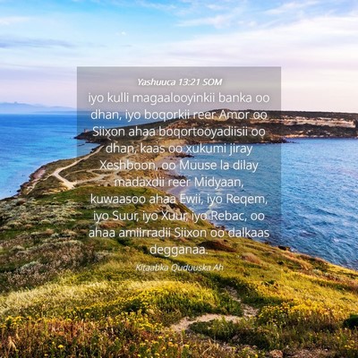 Picture 04 - Yashuuca 13:21 SOM - iyo kulli magaalooyinkii banka oo dhan, iyo - Bible Verse Picture