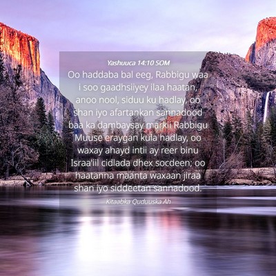 Picture 04 - Yashuuca 14:10 SOM - Oo haddaba bal eeg, Rabbigu waa i soo gaadhsiiyey - Bible Verse Picture