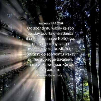 Picture 04 - Yashuuca 15:9 SOM - Oo soohdintu waxay ka soo baxday buurta - Bible Verse Picture