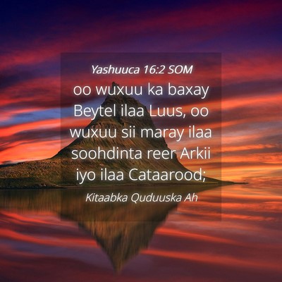 Picture 04 - Yashuuca 16:2 SOM - oo wuxuu ka baxay Beytel ilaa Luus, oo wuxuu sii - Bible Verse Picture