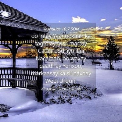 Picture 04 - Yashuuca 16:7 SOM - oo intay Yaanooxaah ka tagto ayay sii martay - Bible Verse Picture