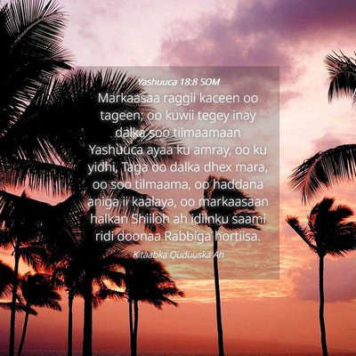 Picture 04 - Yashuuca 18:8 SOM - Markaasaa raggii kaceen oo tageen; oo kuwii tegey - Bible Verse Picture