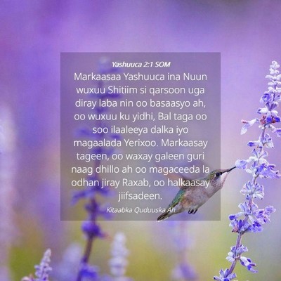 Picture 04 - Yashuuca 2:1 SOM - Markaasaa Yashuuca ina Nuun wuxuu Shitiim si - Bible Verse Picture